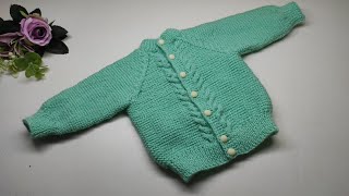 Top To Down Baby Cardigan  Easy Baby Jacket 0 To 3 Months [upl. by Zampardi]