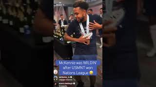 Weston McKennies MVPlevel celebration after USMNT beat Canada 🏆 [upl. by Ahsirt313]