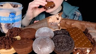 ASMR Snickers Peanut Brownie Ice Cream Bar Brownie Ice Cream Sundae Mochi Ice Cream Oreo Cookies [upl. by Mitzl]