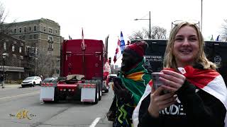 Montréal Freedom fighters meet approaching convoy in downtown rally 4232022 [upl. by Marcelo163]