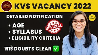 KVS Vacancy 2022  Official Syllabus Age Eligibility Criteria Exam Pattern for KVS PRT TGT PGT [upl. by Lawlor]