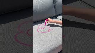 Staining my couch with a pink paint pen Testing if it’s really stain proof [upl. by Obbard]