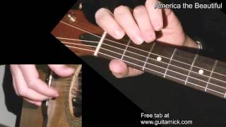 AMERICA THE BEAUTIFUL Easy Guitar Lesson  TAB by GuitarNick [upl. by Atnoved]