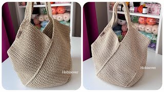 POLYESTER MAKROME İP İLE BULMACA ÇANTA YAPIMI  Örgü Çanta Modelleri  Easy Crochet Bag [upl. by Nirahs]