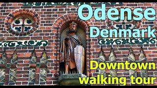 Odense Denmark downtown walking tour Many views with big optical zoom 4K [upl. by Winifred]