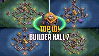 TOP 10 Builder Hall 7 BH7 Base Layout  Copy Link 2024  Clash of Clans [upl. by Tila576]