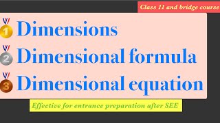 DimensionDimensional formula and Dimensional equation [upl. by Ramso]