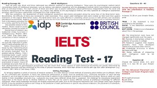 IELTS Reading Practice Test With Answers Video 17 Academic [upl. by Arline]