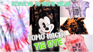 como hacer TIE DYE con lavandinacloro y anilina para renovar ropa vieja🌈 DIY Teñir facil [upl. by Brett]