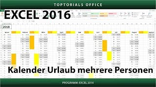 Kalender  Urlaub für mehrere Personen markieren  Download Excel [upl. by Anidualc]