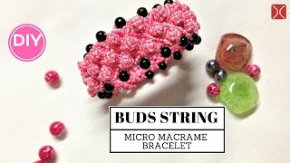 DIY Macrame Flower Buds String Bracelet Tutorial  Beautiful pattern but easy to make [upl. by Nedaj110]