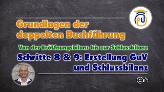 Eröffnungsbilanz bis zur Schlussbilanz  Schritte 8 und 9 Erstellung GuV und Schlussbilanz [upl. by Arundel453]