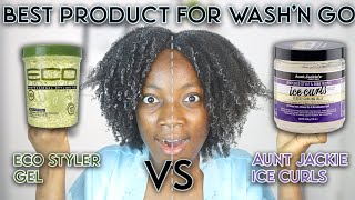 BEST PRODUCT FOR 4C WASH AND GO  Eco styler vs Aunt Jackie ice curls [upl. by Nahshunn]