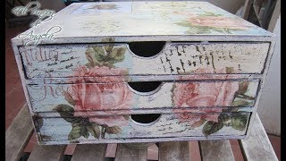 Como decorar una cajonera de madera con decoupage y decapado  conideade [upl. by Ulani]