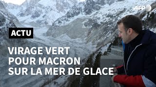 Emmanuel Macron sur la Mer de Glace emblématique des effets du réchauffement climatique  AFP News [upl. by Ronalda]