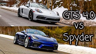 Porsche 718 Spyder vs 718 Boxster GTS 40 [upl. by Sunda]