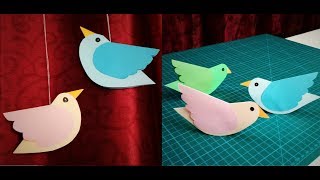 Paper Bird  How to Make Moving Paper birds  Bird Hanging  DIY Wall Hanging Decor [upl. by Blunk]