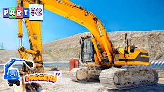 Excavators For Kids  Construction Trucks  Geckos Real Vehicles [upl. by Rotciv]