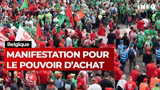 Manifestation nationale pour le pouvoir dachat  RTBF Info [upl. by Anirtek721]