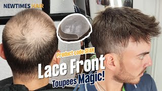 Lace Front Toupee Magic Transformation  Toupee Before and After  New Times Hair [upl. by Rutherfurd]