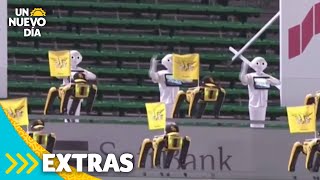 Robots bailan en un partido de béisbol en Japón  Un Nuevo Día  Telemundo [upl. by Lekram747]