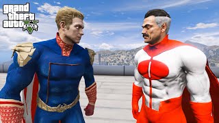 GTA 5  OmniMan VS Homelander [upl. by Atnuahsal]