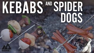 Kebabs and Spider Dogs  How to Make a Kebab Over the Fire  Campfire Cooking [upl. by Areip]