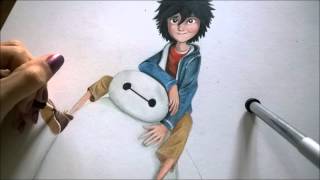 BayMax amp Hiro  Big Hero 6 Disney  Speed drawing  Obibi [upl. by Greer708]