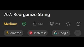 Leetcode Daily Aug 23 767 Reorganize String Python 中文解說 [upl. by Harlamert]