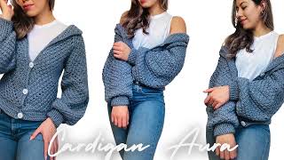 Teje CARDIGANSUETER TEJIDO A CROCHET Tutorial PASO A PASO  Cardigan Aura Brennys Crochet [upl. by Ettezil]