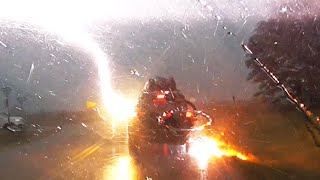 Jeep With Family Inside Struck by Lightning on Highway [upl. by Eelhsa]