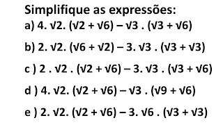 Sequência Operações de radicais  parte 1  Simplifique as expressões [upl. by Cruce]