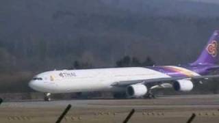 Thai A340600 Take Off in Zurich Kloten [upl. by Aleek]