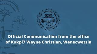 Official Communication from the Office of Kukpi7 Wayne Christian May 28 2021 [upl. by Wetzell921]