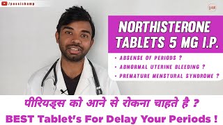 norethindrone tablets IP 5 mg in hindi  Primolut n  regestrone tablet  Period delay tablet 2020 [upl. by Laina]