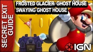 New Super Mario Bros U Secret Exit Walkthrough  Frosted GlacierGhost House Swaying Ghost House [upl. by Amhser]