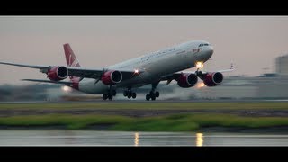 Virgin A340600 Sweet Takeoff [upl. by Resa167]