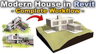 Modeling a Modern House in Revit Tutorial [upl. by Ahsimit461]