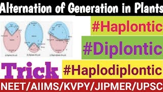 HaplonticDiplonticHaplodiplonticAlternation of generation in plants trickclass11 NCERTTGTPGT [upl. by Anaeg]