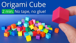 2 Minute Easy Origami Cube Tutorial 🧊 Paper Cube Craft to Make Minecraft Blocks or Lego Bricks [upl. by Kari]