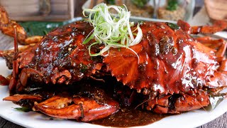 Super Easy Famous Singapore Black Pepper Crab Recipe 黑胡椒螃蟹 Singapore Seafood  Food Recipe [upl. by Eugnimod]