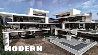 Bloxburg Mansion Modern House no LARGEPLOT  House Build [upl. by Ginny517]