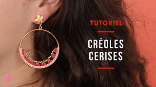 TUTORIEL  Créoles Cerises en perles de rocailles tissage Brick Stitch [upl. by Aynot355]