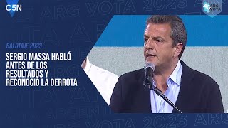 SERGIO MASSA quotLos RESULTADOS NO son los que ESPERÁBAMOS y me COMUNIQUÉ con MILEI para FELICITARLOquot [upl. by Enoch227]