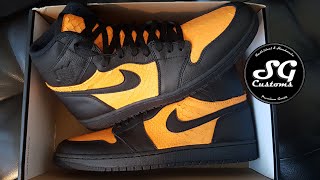 Nike Air Jordan 1 Hi Retro OG customized with genuine phyton leather  Custom Shoes [upl. by Billye579]