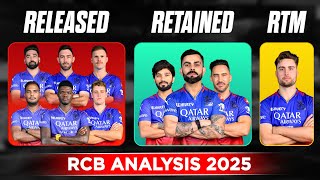 RCB Released Retained amp RTM Card Players 2025 Mega Auction  RCB Released Players 2025  RCB Retain [upl. by Aitselec]