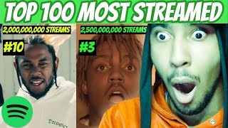 TOP 100 MOST Streamed Rap Songs OF ALL TIME Spotify 2024 Reaction [upl. by Ecnarwal499]