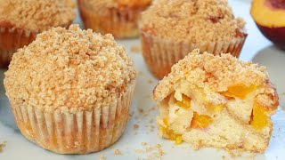 Fresh Peach Muffins with Crunchy Streusel Topping [upl. by Nabi]