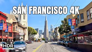 Driving San Francisco 4K Bay Bridge Chinatown Union Square Financial District [upl. by Dnalhsa]