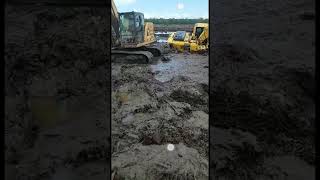 Many excavators stuck in the mud excavator machinery construction [upl. by Aihsetan975]